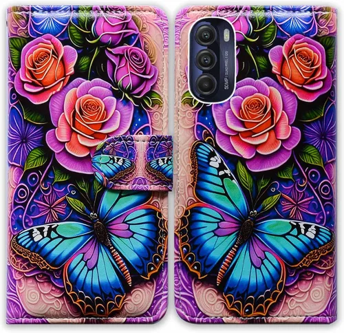 Vista 25 de Bcov Funda para Moto G Stylus 5G 2022 (no compatible con G Stylus 5G 2021), funda de cuero con tapa y ranura para tarjeta y soporte para Motorola