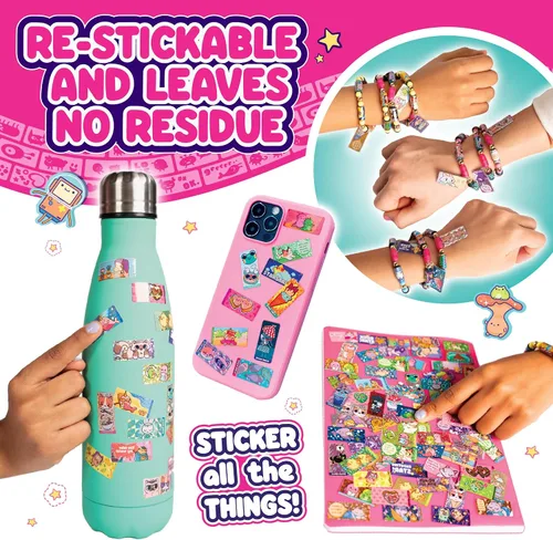 Vista 5 de Sky Castle STICKI Rolls Sticki Book – La pulsera original de calcomanías de juguete para usar y compartir + libro de colección Incluye 120 mini