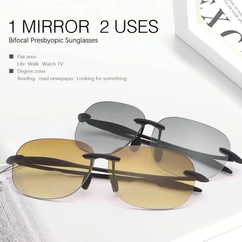 Vista 9 de 2 pares de lentes de lectura bifocales sin montura con protección UV400, lentes de sol para hombres y mujeres, gafas clásicas vintage