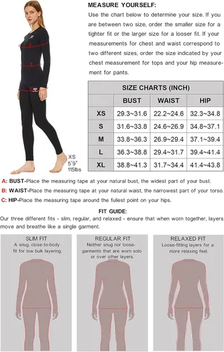 Vista 3 de Adeptwool Ropa interior térmica de lana merina para mujer, con cuello redondo, parte superior e inferior