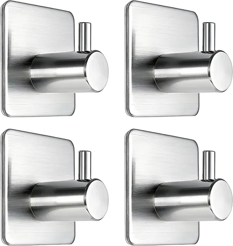 Vista 8 de Fotosnow Ganchos adhesivos negros para toallas, ganchos de pared resistentes para puerta de baño, cocina, paquete de 4