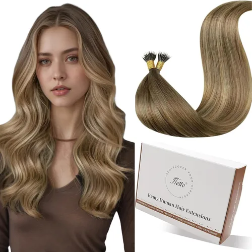Vista 36 de 【Descuento】Hetto - Extensiones de cabello con cinta adhesiva, 40g, extensiones de cabello humano, color rubio ceniza oscuro degradado a rubio medio