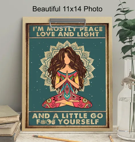 Vista 4 de Divertido arte de pared bohemio de 11 x 14 pulgadas, decoración de meditación zen, regalos de yoga de la nueva era para mujeres, impresión artística