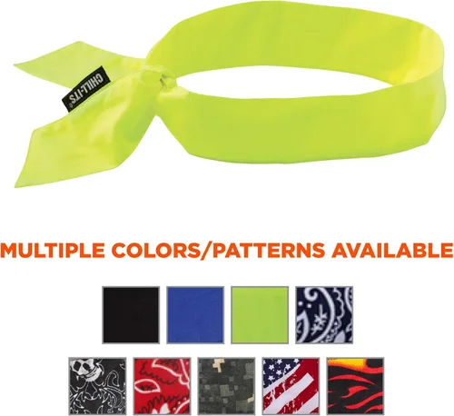 Vista 5 de Ergodyne Chill Its 6700 - Bandana de enfriamiento, con cristales de polímero evaporativo para alivio refrescante, con lazo para ajuste regulable, 6