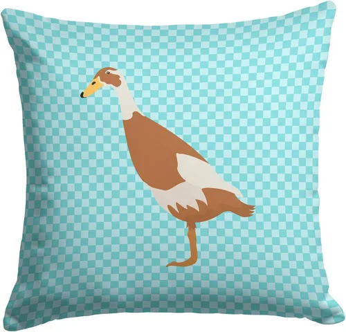 Vista 29 de Caroline's Treasures BB8163PW1414 Beltsville - Almohada decorativa de tela a cuadros pequeños, color blanco, pavo y gallina azul, lavable a máquina