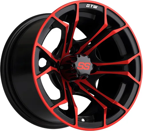 Vista 18 de GTW Spyder - Rueda de aluminio para carrito de golf de 12 pulgadas 12x7 4-4 pernos desplazamiento de 3:4 (azul/negro)