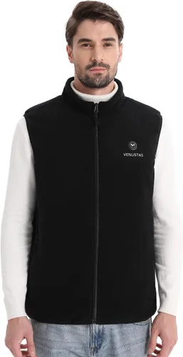 Vista 2 de Venustas Chaleco térmico de forro polar para hombre con batería, chaleco eléctrico ligero con aislamiento Negro