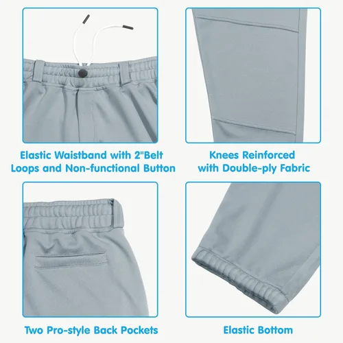 Vista 3 de Mivei Pantalones de béisbol para niños de 2 a 7 años, pantalones de béisbol para niños pequeños, pantalones de sóftbol con bolsillos UPF50+