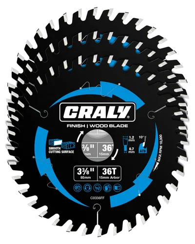 Vista 10 de CRALY Hoja de sierra circular para enmarcado de 3-3/8 pulgadas con 24 dientes para corte de madera, eje de 15mm, con punta de carburo, corte fino