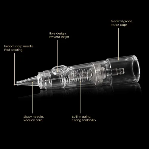 Vista 2 de BIOMASER - Agujas de cartucho, 10 agujas de tatuaje para maquillaje permanente, esterilizadas, para máquina de maquillaje permanente, bolígrafo T100