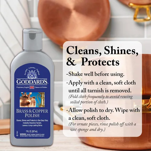 Vista 6 de Goddard's Pulidor de cobre y latón, limpiador de cobre y limpiador de latón para un brillo duradero, esmalte de metal para peltre, cromo y más