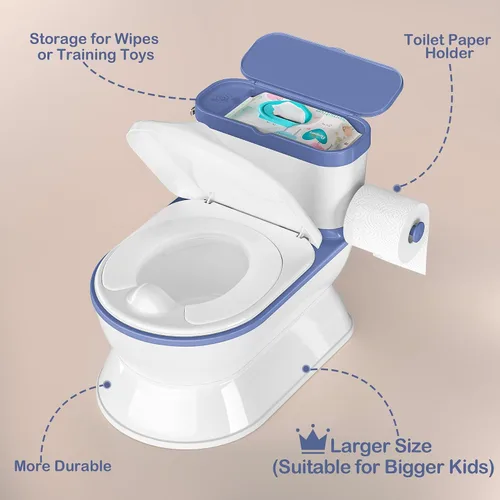 Vista 6 de CheerTry Inodoro de Entrenamiento para Niños Pequeños 2 en 1 - Silla de Baño Más Grande y Asiento de Entrenamiento Desmontable para Niños y Niñas
