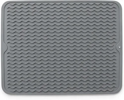Vista 14 de Tapete de secado de silicona de 16 x 12 pulgadas, tapete antideslizante negro para fregadero para encimera de cocina, almohadilla de platos