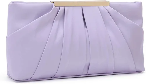 Vista 13 de Bolso de mano elegante de noche CHARMING TAILOR con plisados de satén, bolso formal sencillo y elegante para mujer Negro