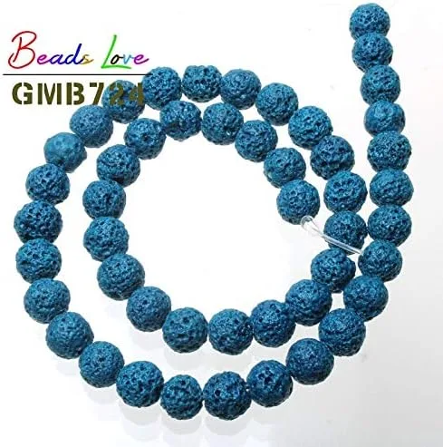 Vista 7 de Cuentas redondas sueltas de piedra volcánica multicolor de lava, para hacer joyas, pulseras, collares, joyas de 4 6 8 10 0.472 in