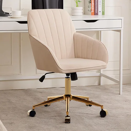Vista 25 de Silla de escritorio de terciopelo para oficina en casa, moderna silla ajustable para computadora, silla giratoria, bonitas sillas de tocador