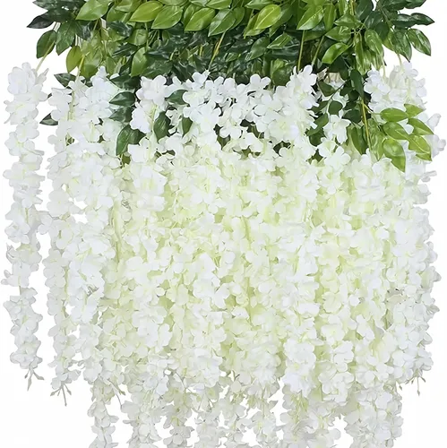 Vista 10 de Paquete de 12 guirnaldas de vides de flores de glicina, cuerdas de flores artificiales de 3.75 pies, flores colgantes falsas, guirnaldas de glicina