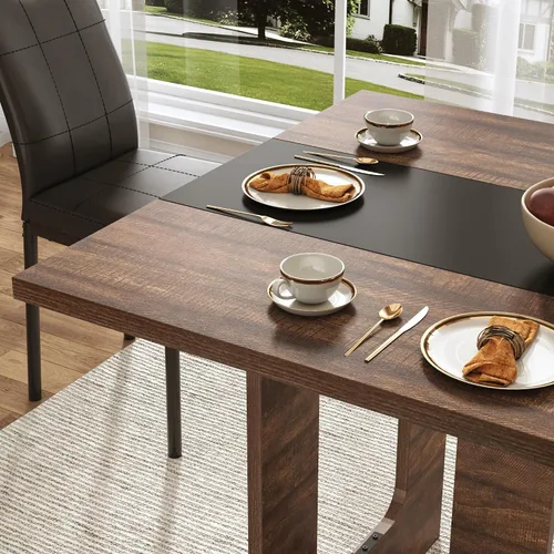 Vista 8 de St.Mandyu Juego de mesa de comedor y sillas de 7 piezas para 4-8 personas, mesa de cocina de 71 pulgadas con 6 sillas, mesa de comedor rectangular