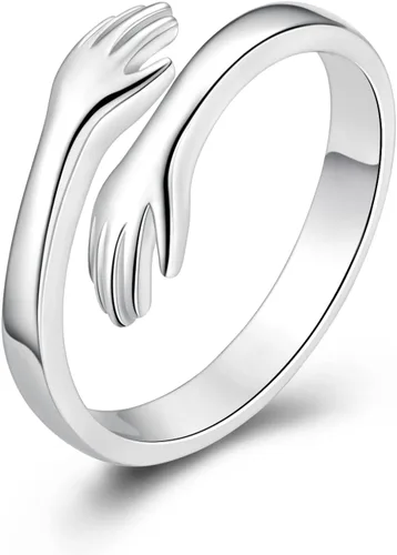 Vista 65 de Anillos de abrazo de plata esterlina S925 para mujeres, adolescentes y niñas, anillo ajustable para nieta, hija, esperanza, promesa, amistad, anillo