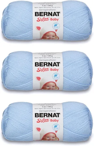 Vista 24 de Bernat Softee Baby Cotton Aqua Mist - Ovillo de lana para bebé, paquete de 3 unidades de 4.25 onzas, mezcla, 3 DK (ligero), 254 yardas