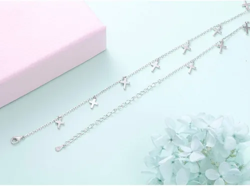 Vista 4 de Gargantilla de plata esterlina con colgante de cadena de disco para mujer, 13+3 pulgadas