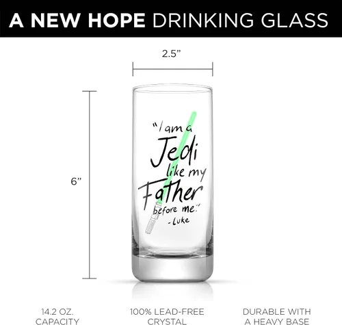 Vista 2 de JoyJolt Star Wars Luke Skywalker - Vaso alto con sable de luz, 14.2 onzas, juego de 2