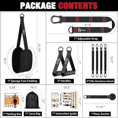 Vista 6 de Pull Up Assistance Bands Set, 300 lbs Max Heavy Duty Resistance Bands with Adjustable Strap, Non-Slip Handle & Door Anchor, Full Body Strength