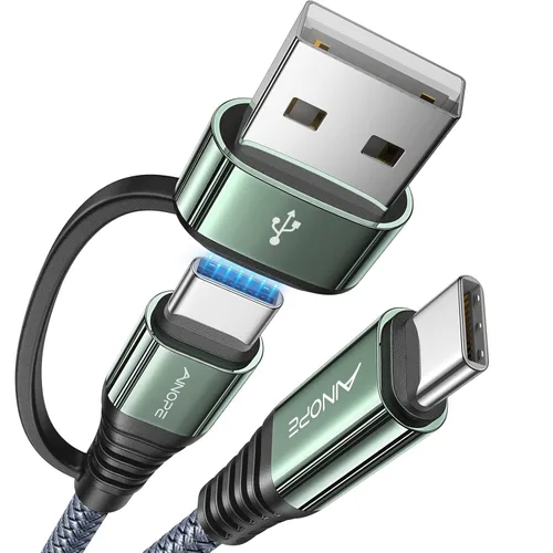 Vista 13 de Cable AINOPE USB C a USB C, Cable USB C de 1 Pie de Carga Rápida con Adaptador USB a USB C, Cable USB a USBC de 60W para iPhone 17 Pro Max Air, Gris