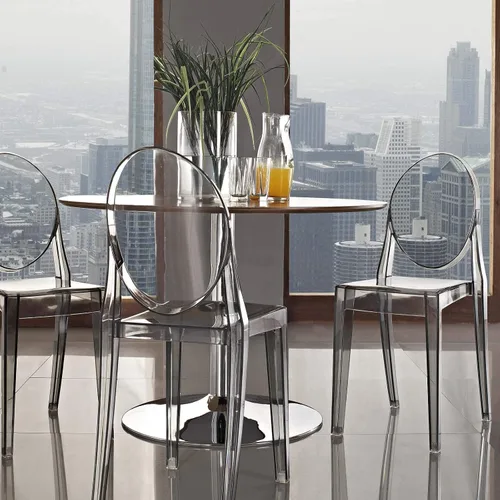 Vista 8 de LexMod Casper silla de comedor, Policarbonato, Humo
