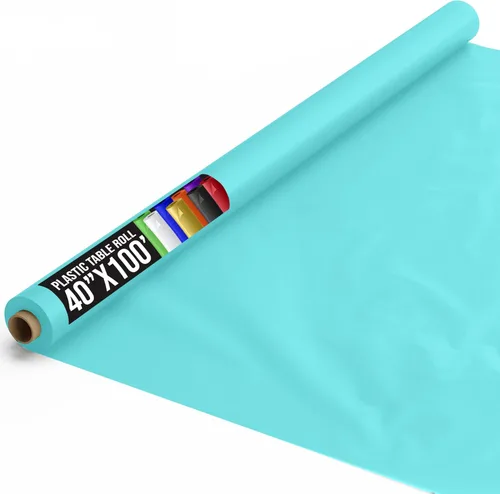 Vista 38 de Exquisito rollo de mantel de mesa de plástico aqua de Party Solids 4 piezas 40" X 300' Rollo de mantel de mesa de plástico - Rollos de mantel