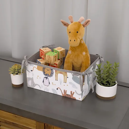 Vista 8 de NoJo Zoo Animals - Juego de cama para cuna de 4 piezas, color blanco y gris