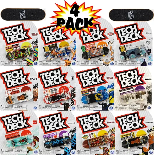 Vista 3 de Tech Deck 3.7", Fingerboards individual Bundle con el juguete de Matty, protege en la bolsa de almacenamiento, Paquete de 4 (estilos surtidos)