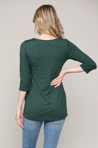 Vista 74 de LaClef - Blusa de maternidad para mujer, cuello redondo, manga 3/4, plisada al frente, estilo peplum