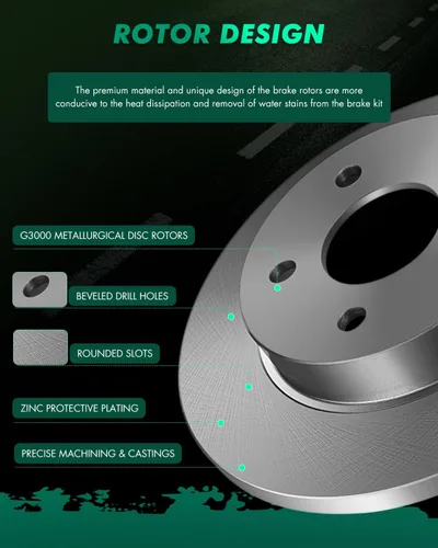 Vista 6 de SCITOO Rotores de freno sólidos traseros de 10.63 pulgadas + pastillas de freno de cerámica de repuesto para Chevy Cobalt, Malibu, HHR, Pontiac G5