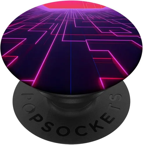 Vista 6 de Retrowave Vaporwave 80s Synthwave PopSockets MagSafe PopGrip for iPhone