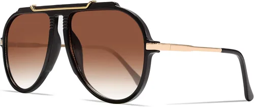 Vista 13 de GUVIVI Gafas de sol de aviador de gran tamaño para mujeres y hombres, estilo retro de los años 70, lentes de sol de metal dorado sin enredos