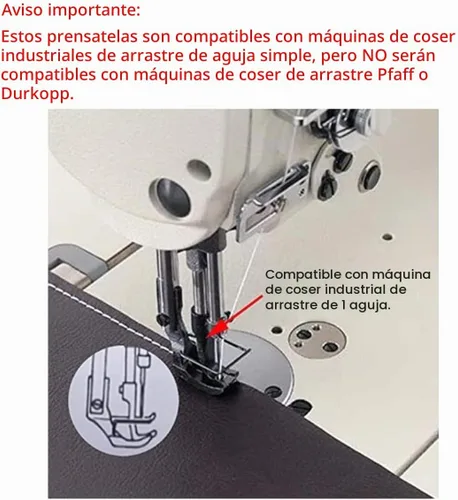 Vista 2 de CKPSMS Marca – Compatible con/repuesto para la marca JUKI DNU-1541 Singer marca CONSEW 206RB 225 226 226R 6Sets pies para caminar con borde