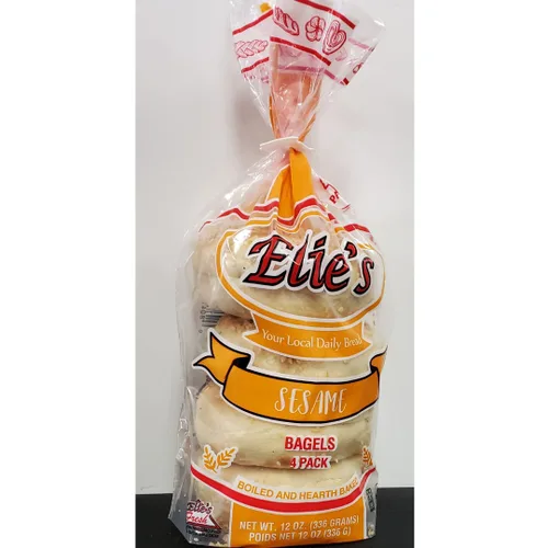Vista 2 de Elie's Bagels de sésamo – 6 paquetes de 4 bagels por paquete – 24 bagels en total – no libre de gluten, 1 unidad