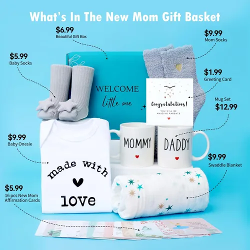 Vista 2 de Regalos de embarazo para mamás embarazadas, regalo significativo para nuevos padres, linda caja sorpresa de baby shower y revelación de género, caja