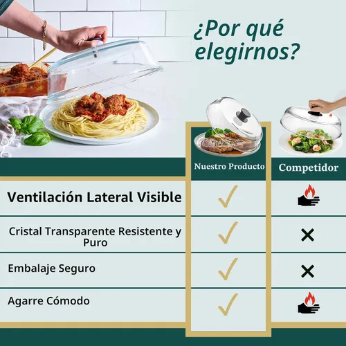 Vista 5 de Le'raze Cubierta de vidrio para salpicaduras de microondas de 10 pulgadas para alimentos, 100% libre de BPA y plomo de grado alimenticio, apta