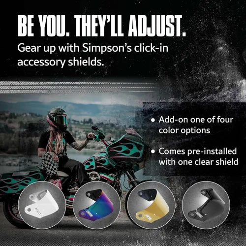 Vista 8 de Simpson Mod Bandit Modular Motorcycle Helmet - DOT & ECE Certified - Flip Front, Comms Ready, Internal Sun Shield and External Clear Face Shield