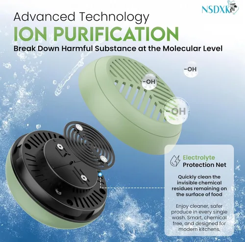 Vista 3 de Lavadora de frutas y verduras, dispositivo limpiador de frutas y verduras, portátil USB inalámbrico Veggie Wash con tecnología de purificación