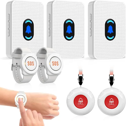 Vista 12 de Daytech Botón de llamada inalámbrico del localizador del cuidador para ancianos en el hogar Sistemas de alerta de vida para personas mayores