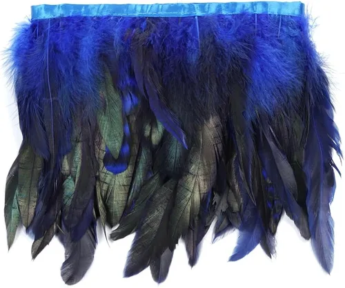 Vista 7 de Shekyeon Borde de flecos de plumas de gallo de 2 yardas para decoración de disfraces (negro)
