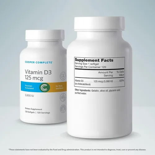 Vista 2 de Cooper Complete - Vitamina D3 125 mcg (5000 UI) - 120 Sofgels Paquete de 1