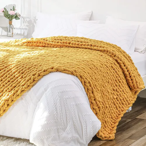 Vista 57 de Bigacogo - Cobija de punto grueso de 40 x 40 pulgadas, de felpilla, 100% tejida a mano, cobija pequeña de punto trenzado suave y grueso, con nudo