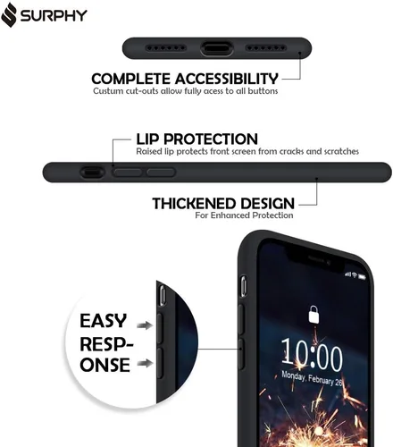 Vista 2 de SURPHY - Carcasa de silicona para iPhone XR, suave, a prueba de golpes, con forro de microfibra, compatible con iPhone XR (2018) de 6.1 pulgadas