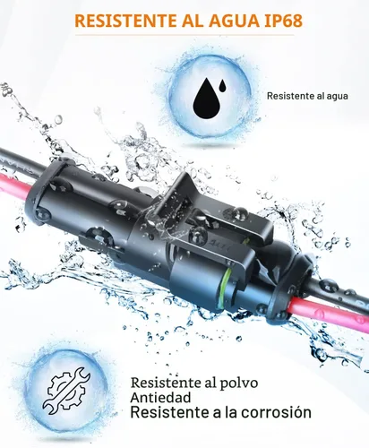 Vista 2 de NAOEVO Conector de 2 pines impermeable, conectores de 2 cables calibre 16 AWG, conectores eléctricos automotrices macho y hembra Way con tubo