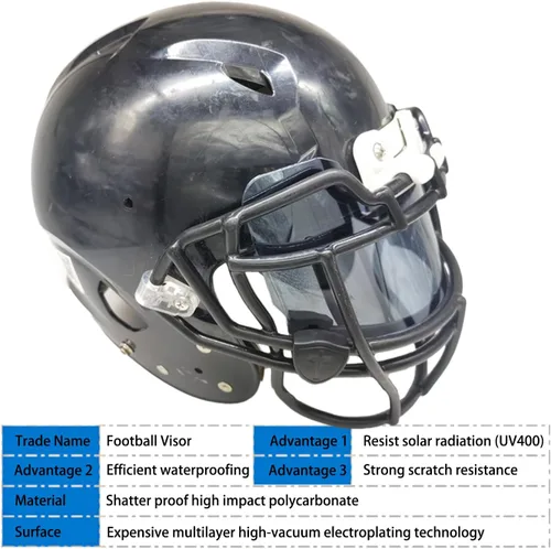 Vista 4 de Visera de fútbol, casco de fútbol para jóvenes y adultos, visera de protección facial para accesorios de casco de fútbol, resistente a los golpes