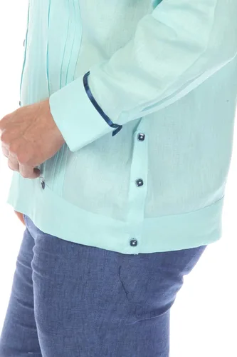 Vista 8 de Mojito Collection Guayamisa 100% lino de dos bolsillos para hombre con amplio plisado y contraste estampado
